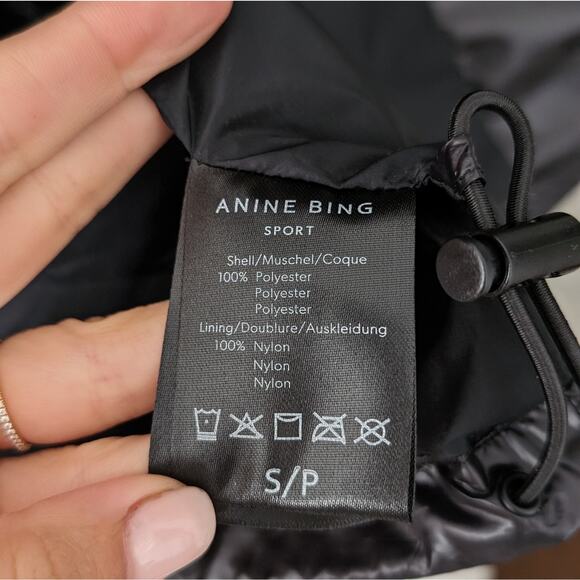 ANINE BING Gigi Black Shiny Glossy Sport Packable Windbreaker Jacket, size S - Picture 8 of 8